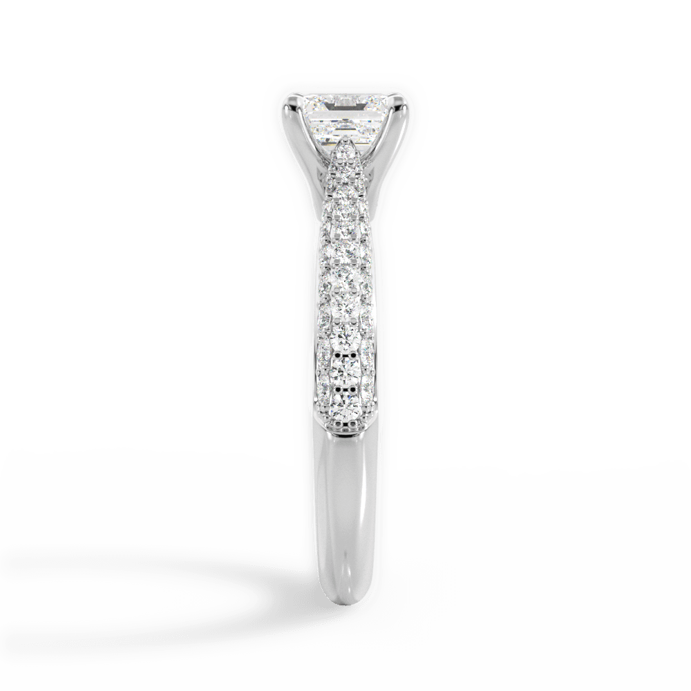 Kira Asscher Cut Lab Grown Diamond 14Kt White Gold Engagement Ring - View 3