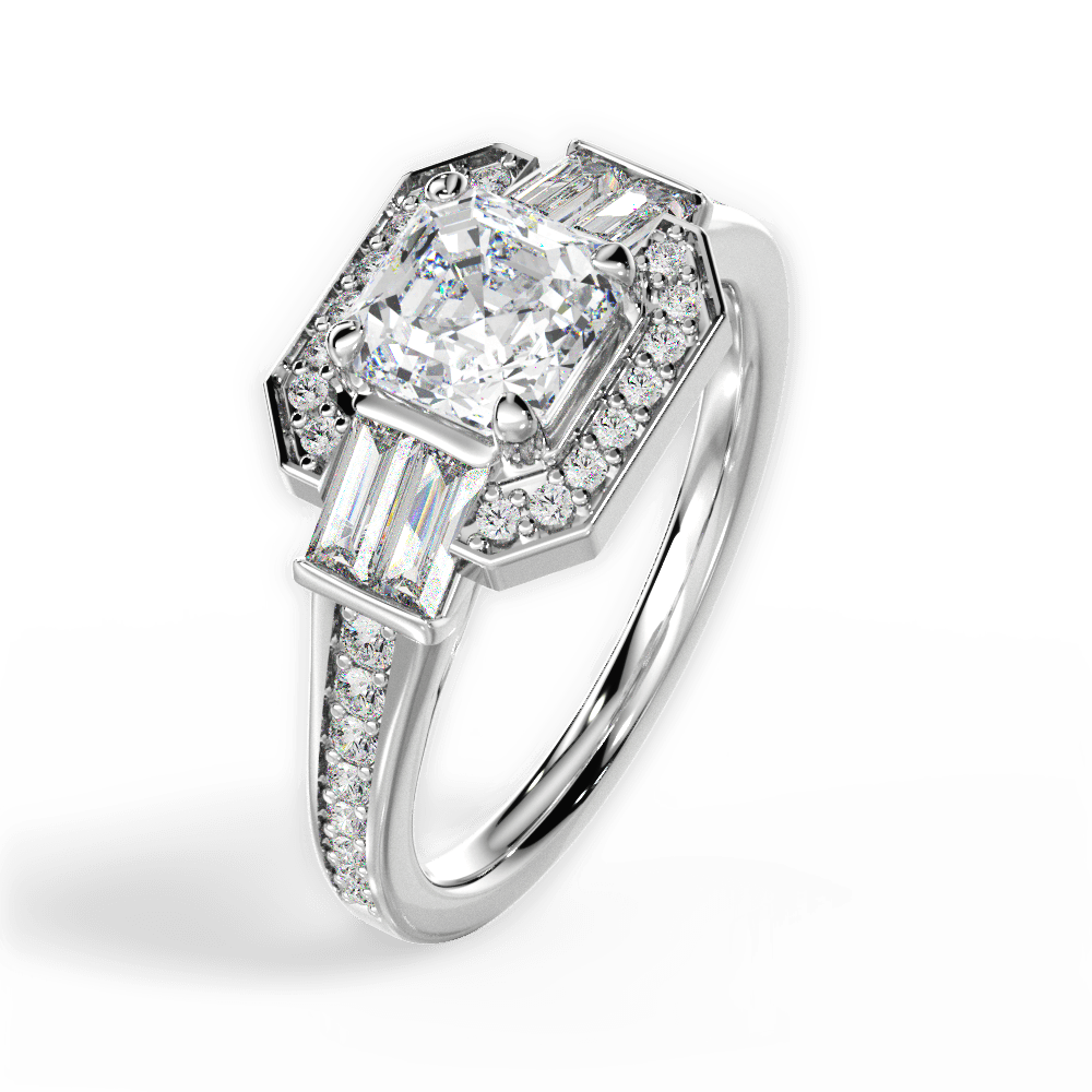 Katherine Asscher Cut Lab Grown Diamond Platinum Engagement Ring - View 2