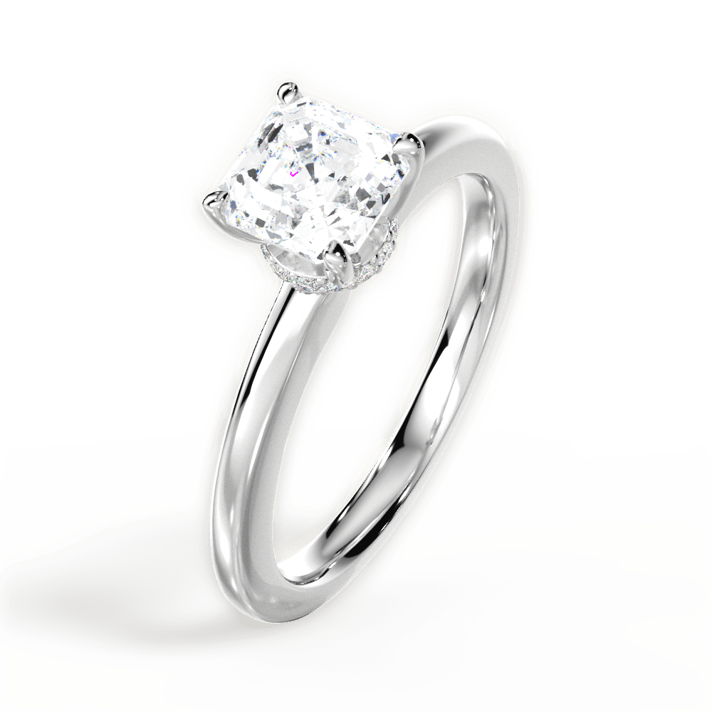 Cara Asscher Cut Lab Grown Diamond 14Kt White Gold Engagement Ring - View 4