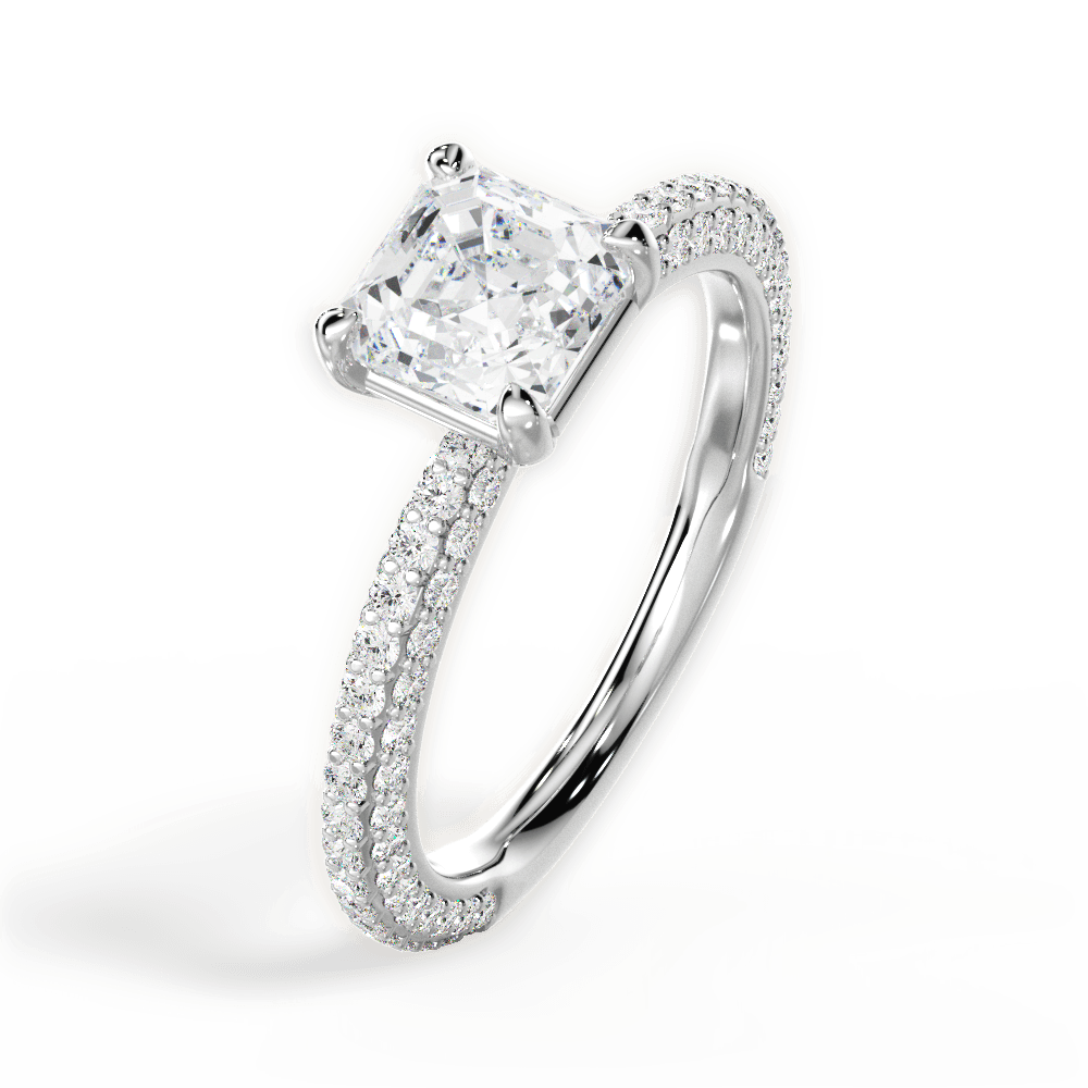 Kristen Asscher Cut Lab Grown Diamond 14Kt White Gold Engagement Ring - View 2