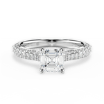 Kira Asscher Cut Lab Grown Diamond 14Kt White Gold Engagement Ring