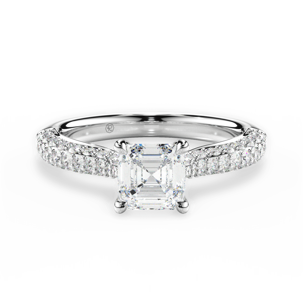 Kira Asscher Cut Lab Grown Diamond Platinum Engagement Ring