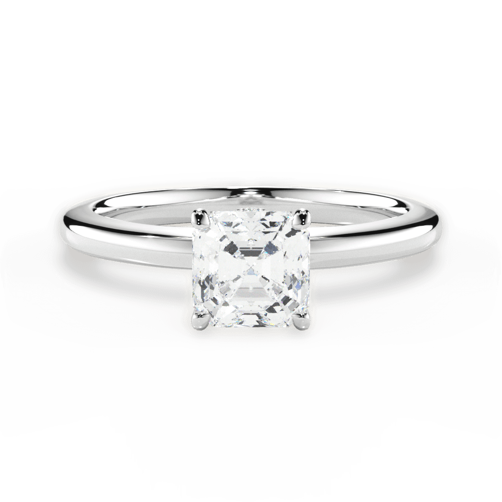 Cara Asscher Cut Lab Grown Diamond 18Kt White Gold Engagement Ring