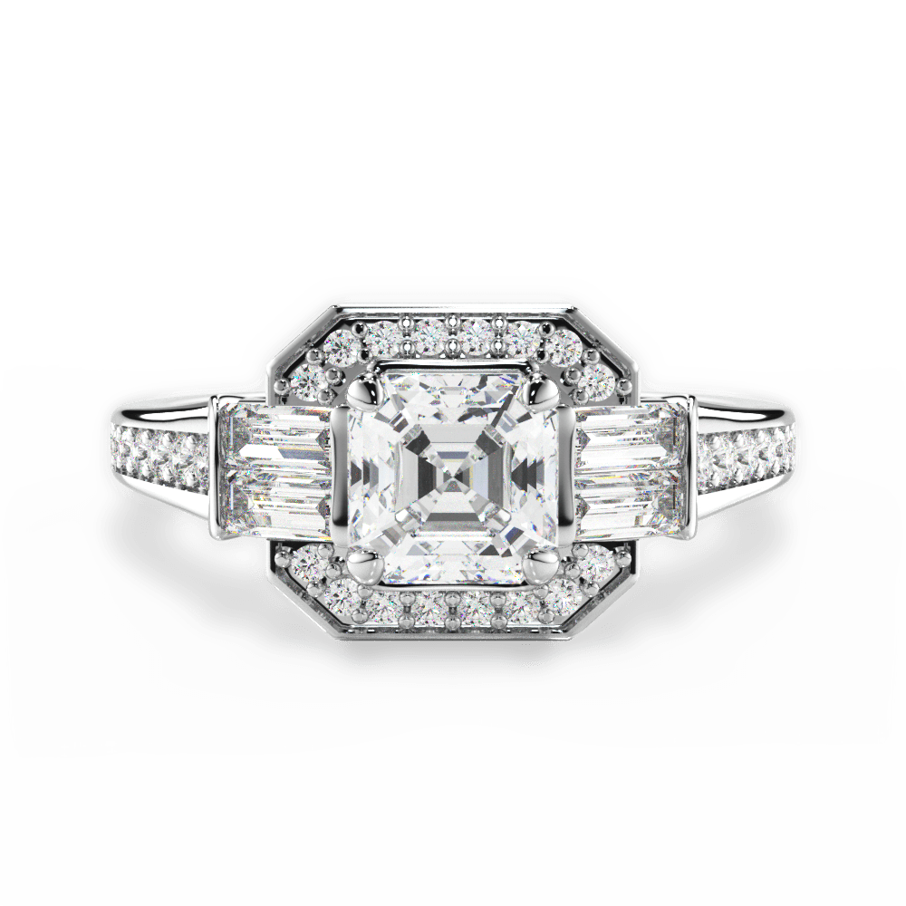 Katherine Asscher Cut Lab Grown Diamond 18Kt White Gold Engagement Ring