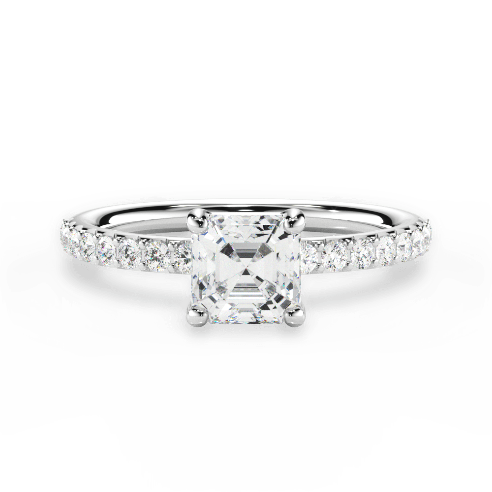 Elsie Asscher Cut Lab Grown Diamond 14Kt White Gold Engagement Ring
