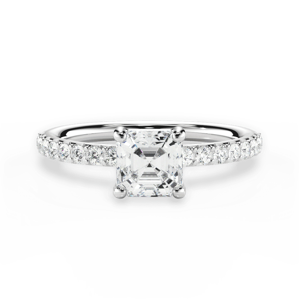 Elsie Asscher Cut Lab Grown Diamond 18Kt White Gold Engagement Ring