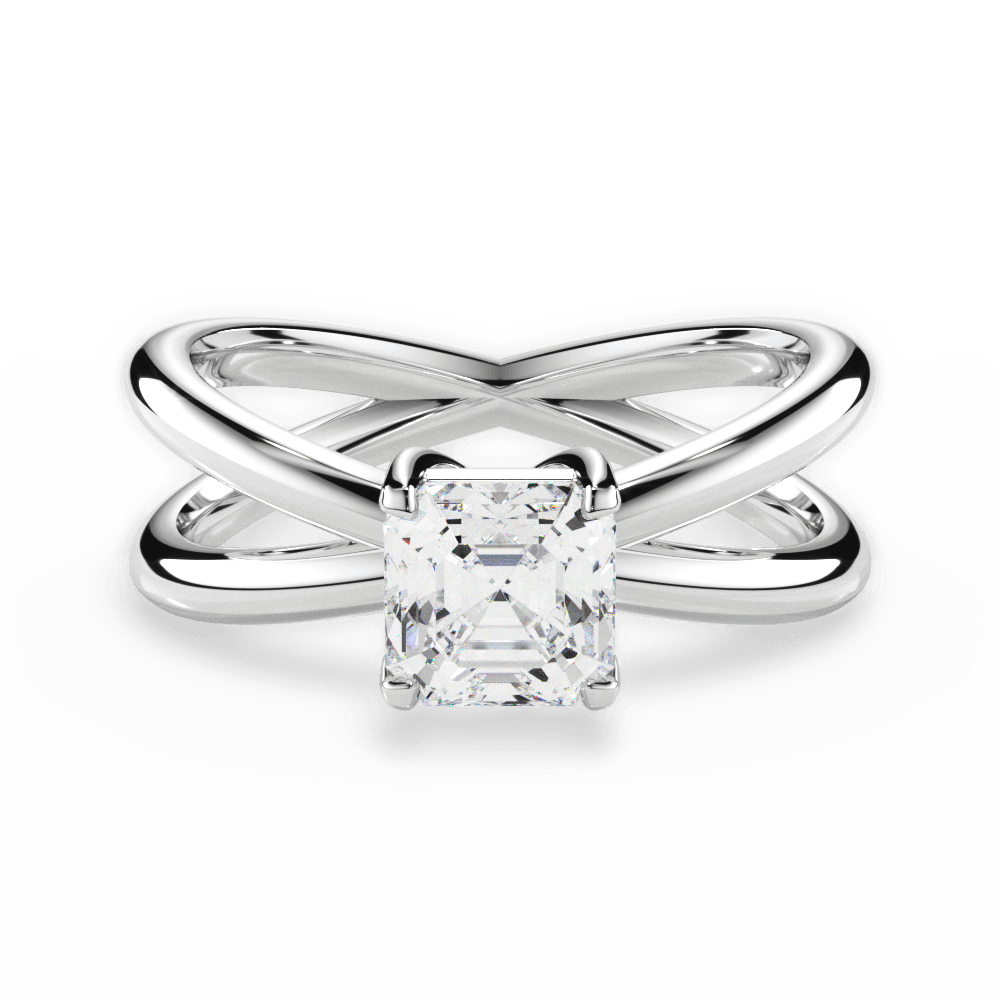 Ada Asscher Cut Lab Grown Diamond 14Kt White Gold Engagement Ring