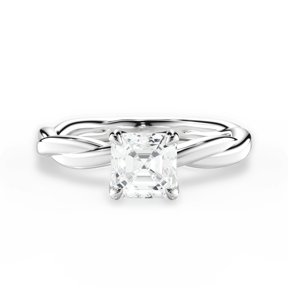 Bianca Asscher Cut Lab Grown Diamond 14Kt White Gold Engagement Ring