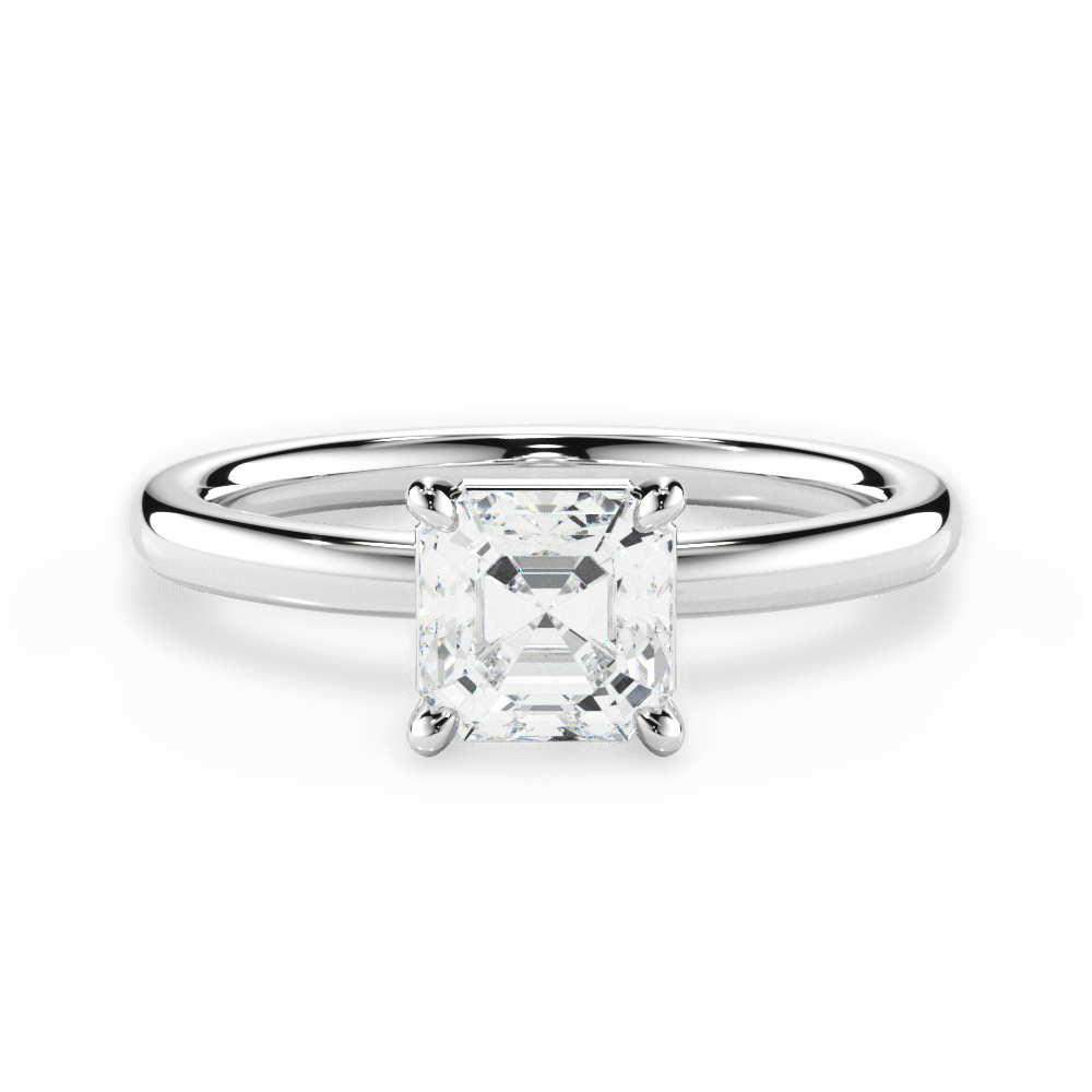 Angela Asscher Cut Lab Grown Diamond 14Kt White Gold Engagement Ring