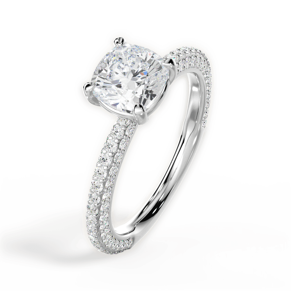 Kristen Cushion Cut Lab Grown Diamond 14Kt White Gold Engagement Ring - View 2