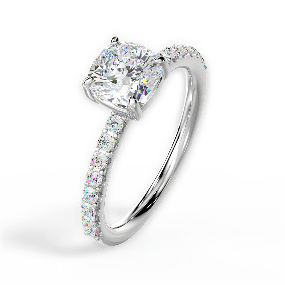 Elsie Cushion Cut Lab Grown Diamond 14Kt White Gold Engagement Ring - View 2