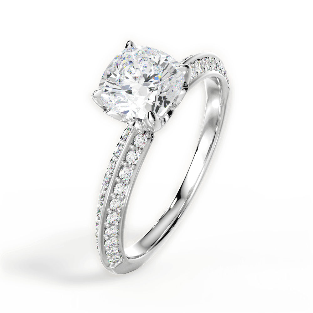 Gail Cushion Cut Lab Grown Diamond 14Kt White Gold Engagement Ring - View 4