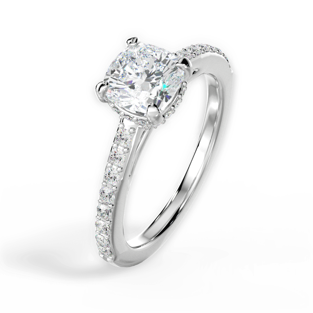 Joan Cushion Cut Lab Grown Diamond 18Kt White Gold Engagement Ring - View 4
