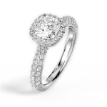 Lucy Cushion Cut Lab Grown Diamond Platinum Engagement Ring - View 3