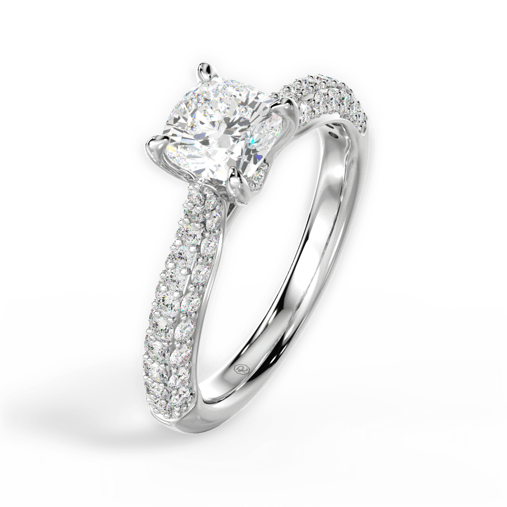 Kira Cushion Cut Lab Grown Diamond Platinum Engagement Ring - View 3