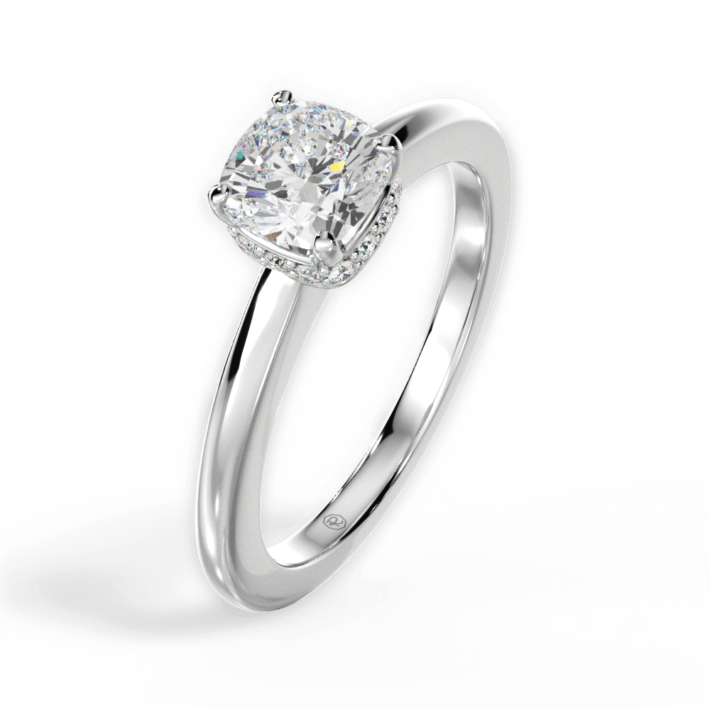 Brianna Cushion Cut Lab Grown Diamond 14Kt White Gold Engagement Ring - View 4