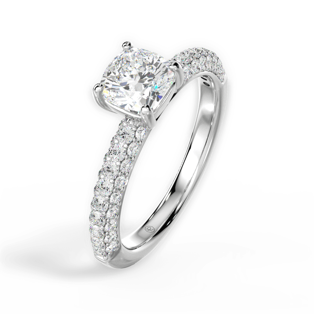 Kylie Cushion Cut Lab Grown Diamond 14Kt White Gold Engagement Ring - View 3