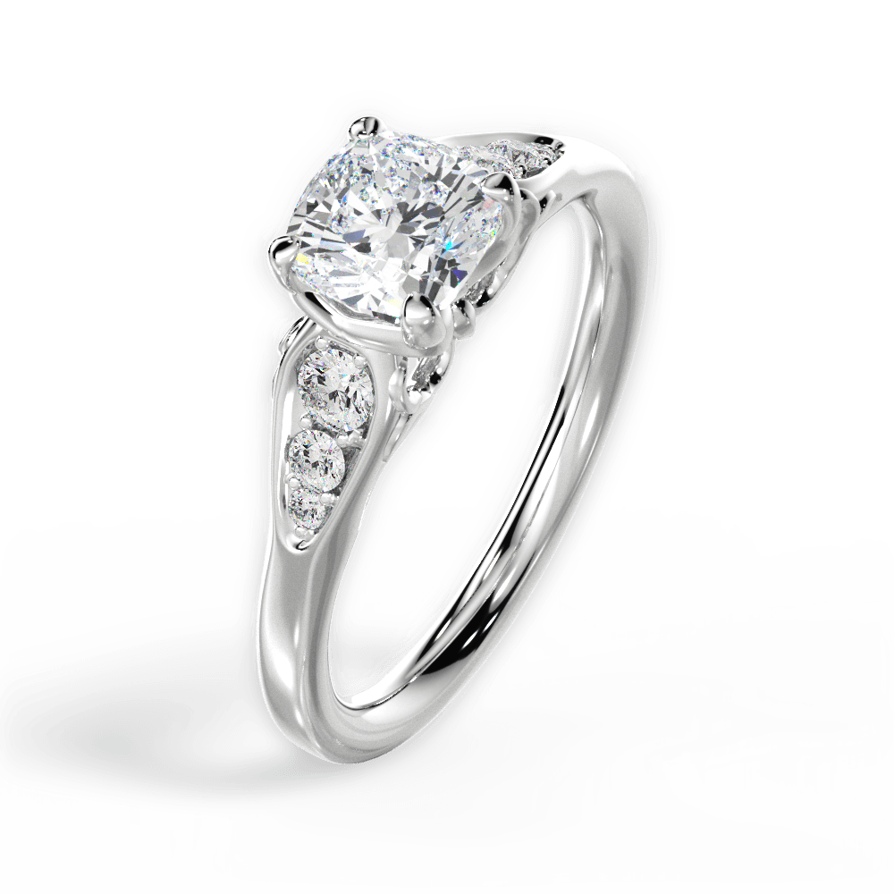 Cecilia Cushion Cut Lab Grown Diamond 18Kt White Gold Engagement Ring - View 3