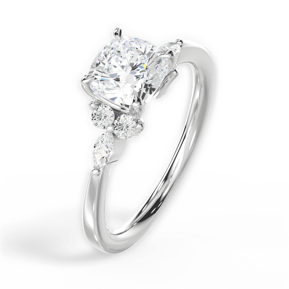 Cynthia Cushion Cut Lab Grown Diamond Platinum Engagement Ring - View 3