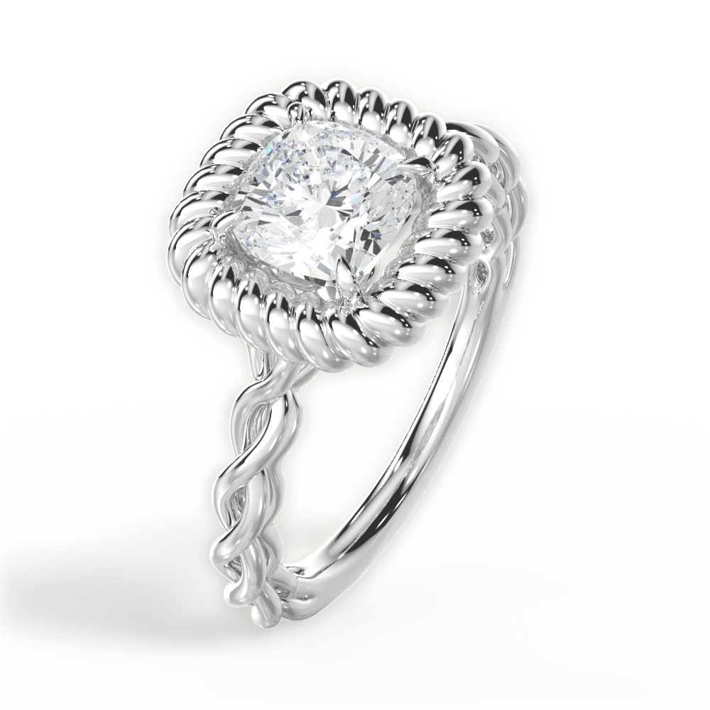 Belinda Cushion Cut Lab Grown Diamond Platinum Engagement Ring - View 4