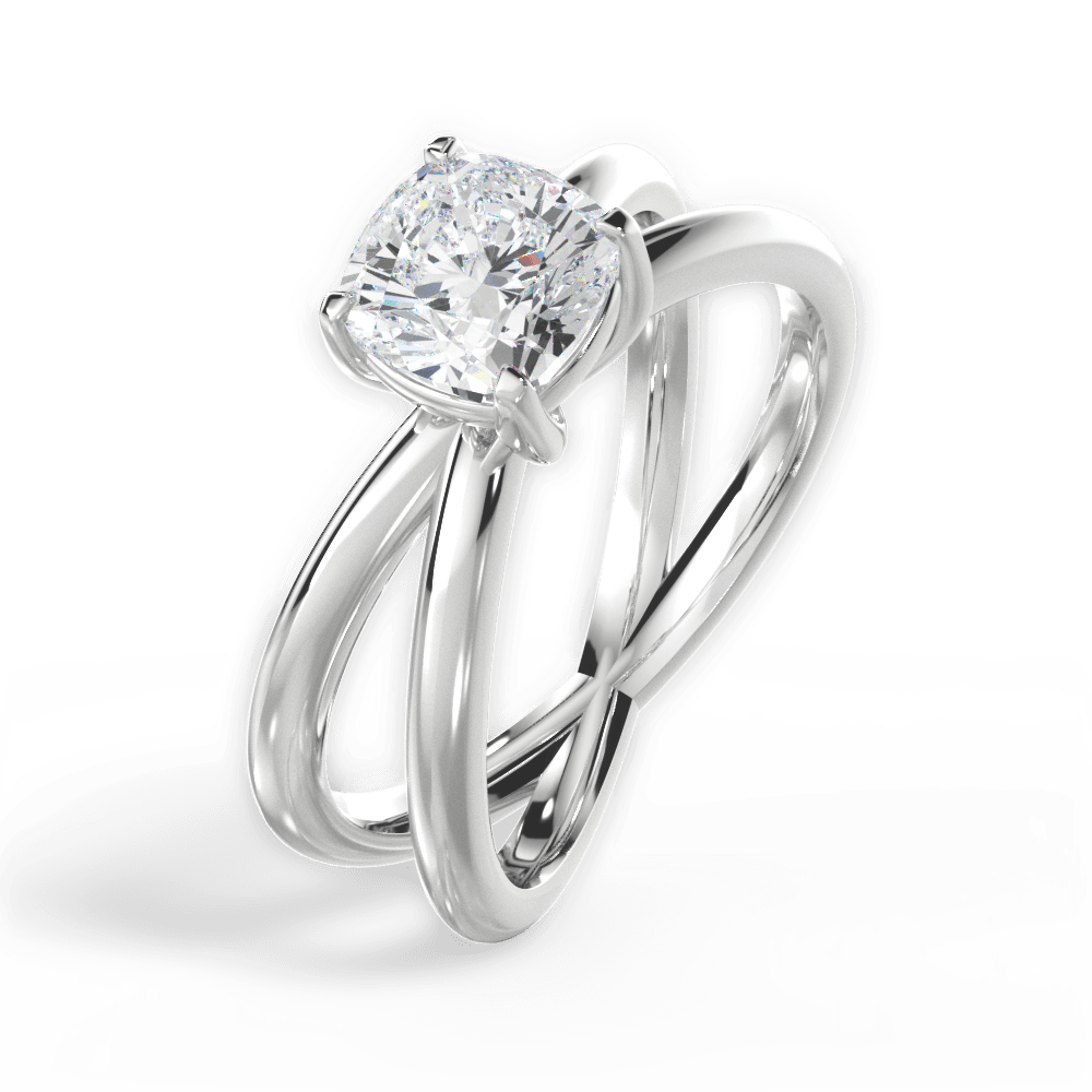 Ada Cushion Cut Lab Grown Diamond Platinum Engagement Ring - View 2
