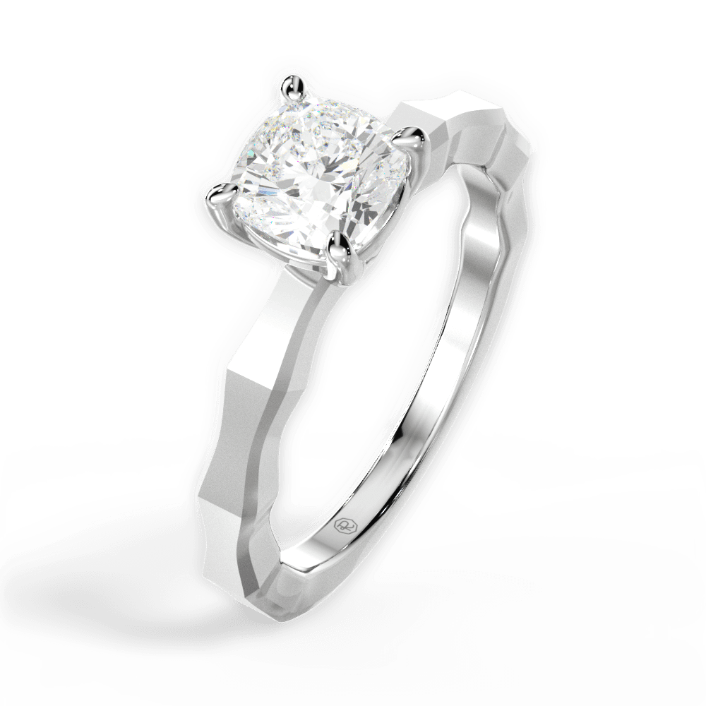 Aaliyah Cushion Cut Lab Grown Diamond 14Kt White Gold Engagement Ring - View 2