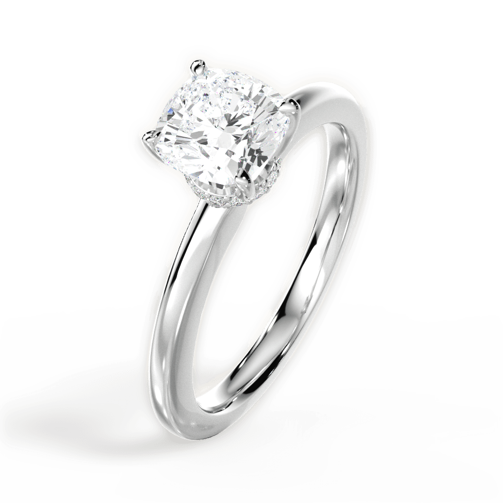 Cara Cushion Cut Lab Grown Diamond Platinum Engagement Ring - View 4