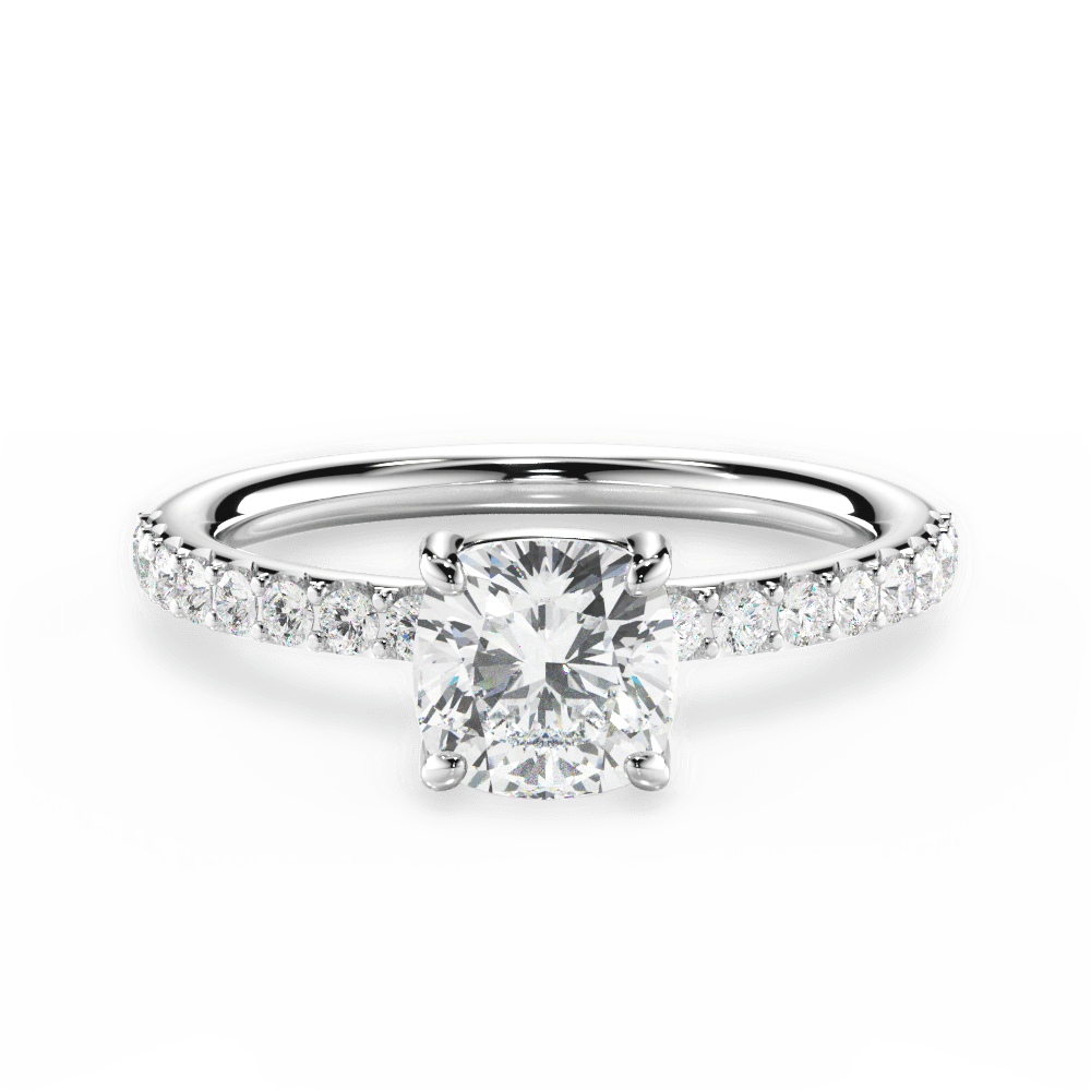 Elsie Cushion Cut Lab Grown Diamond 14Kt White Gold Engagement Ring