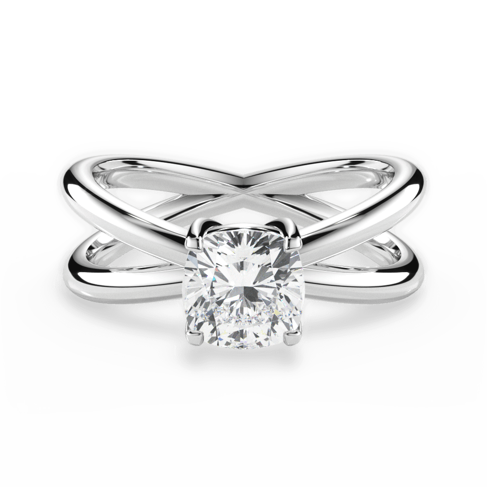 Ada Cushion Cut Lab Grown Diamond 14Kt White Gold Engagement Ring