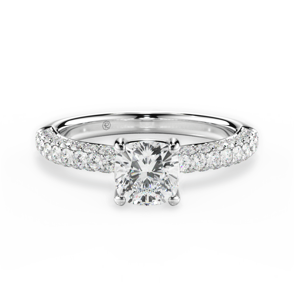 Kylie Cushion Cut Lab Grown Diamond Platinum Engagement Ring
