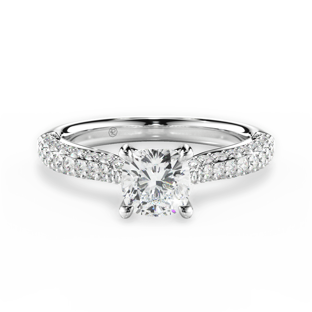 Kira Cushion Cut Lab Grown Diamond Platinum Engagement Ring