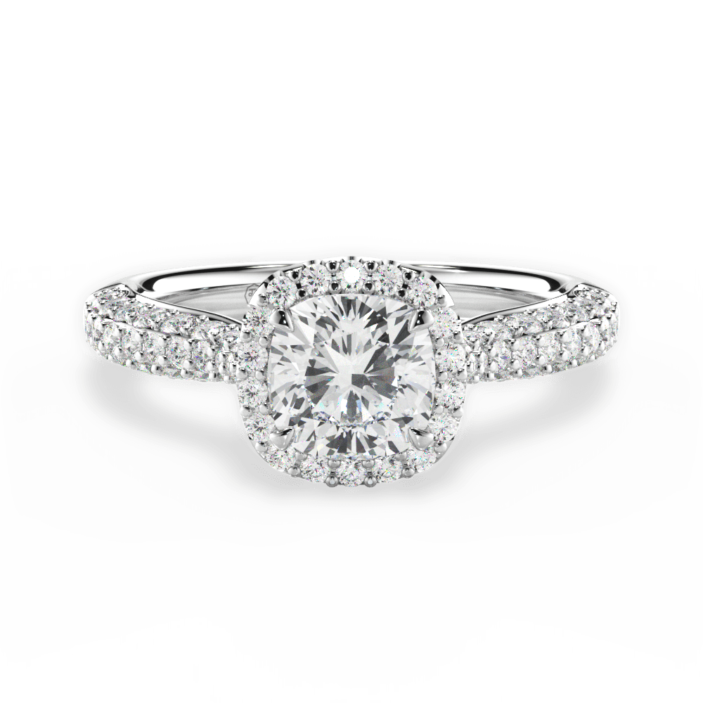 Lucy Cushion Cut Lab Grown Diamond 14Kt White Gold Engagement Ring