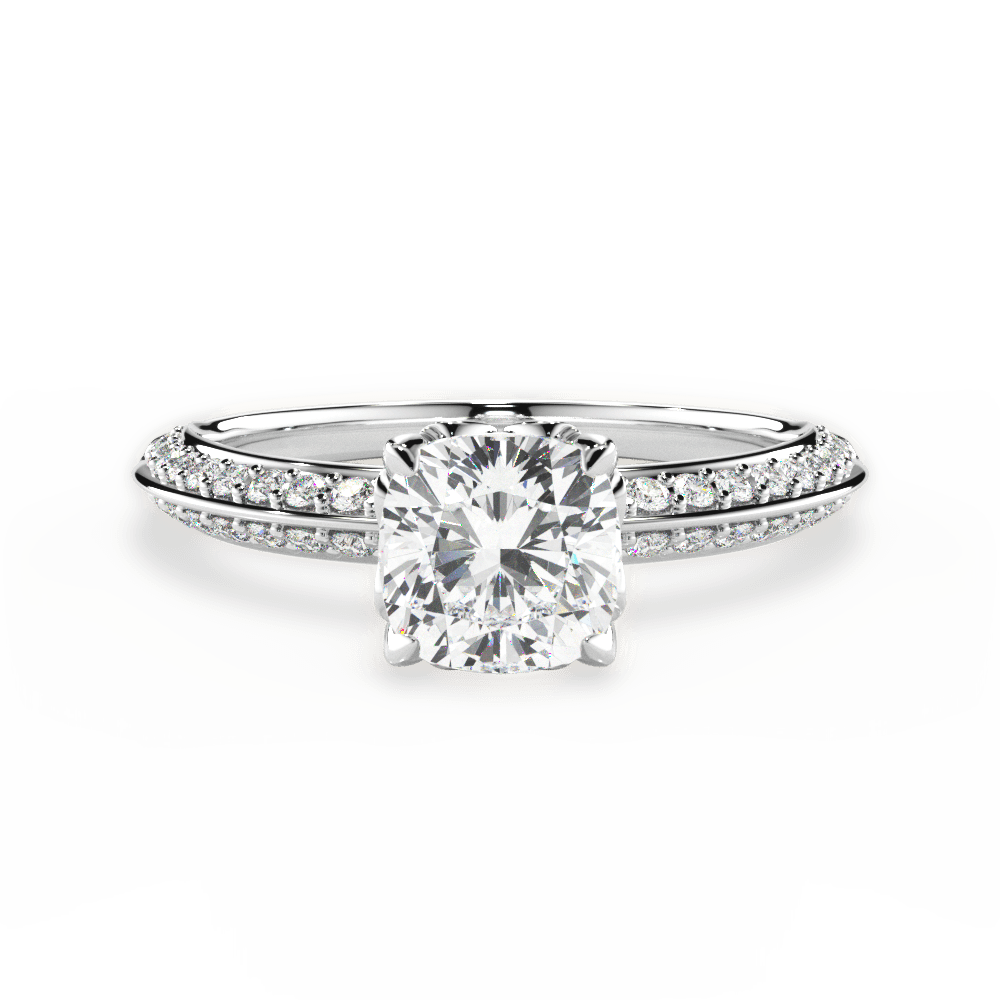 Gail Cushion Cut Lab Grown Diamond 18Kt White Gold Engagement Ring