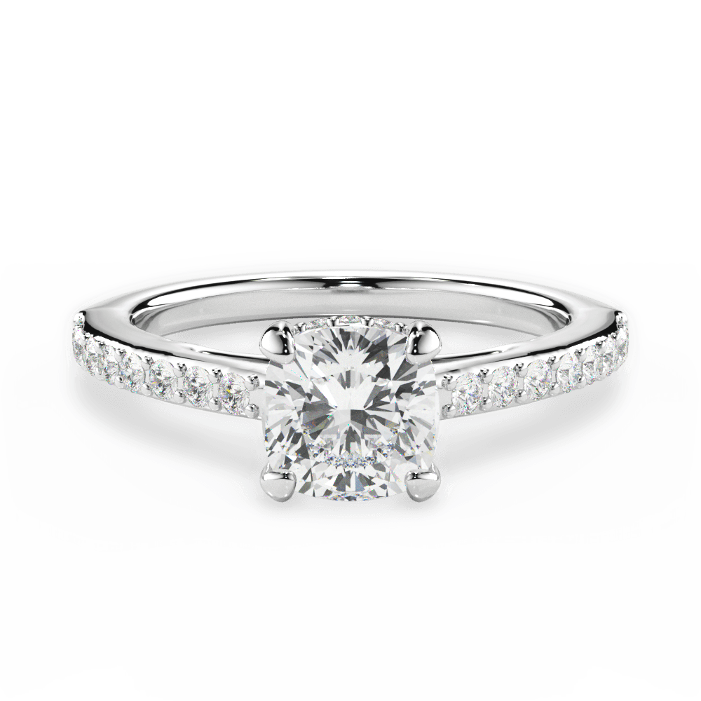 Joan Cushion Cut Lab Grown Diamond 18Kt White Gold Engagement Ring