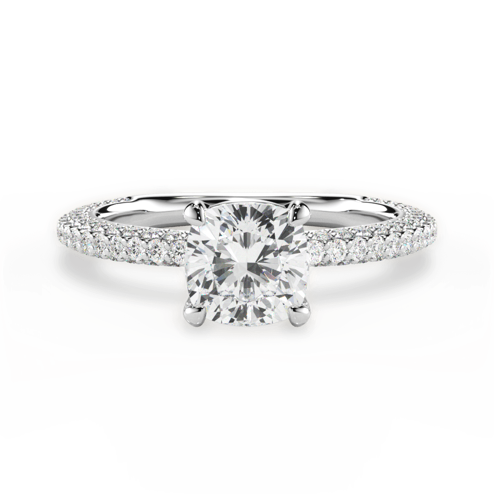 Kristen Cushion Cut Lab Grown Diamond 18Kt White Gold Engagement Ring