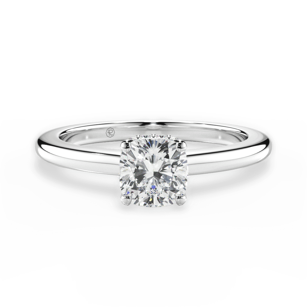 Brianna Cushion Cut Lab Grown Diamond 18Kt White Gold Engagement Ring