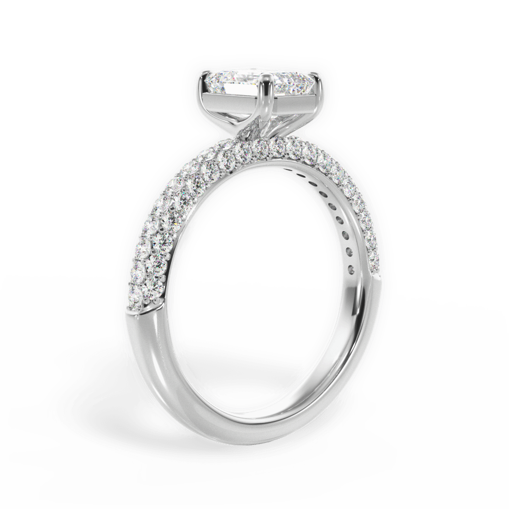 Kylie Emerald Cut Lab Grown Diamond 18Kt White Gold Engagement Ring - View 2
