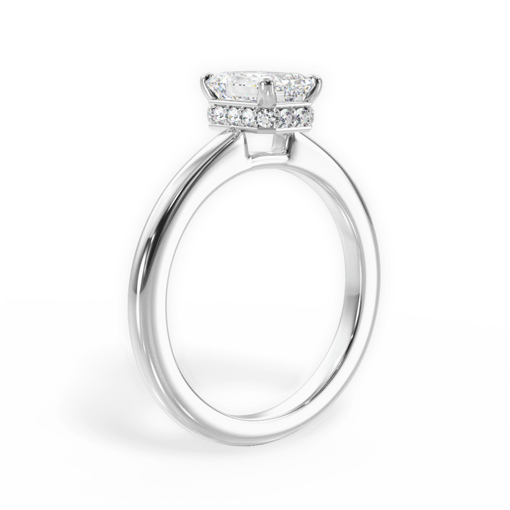 Brianna Emerald Cut Lab Grown Diamond 18Kt White Gold Engagement Ring - View 2