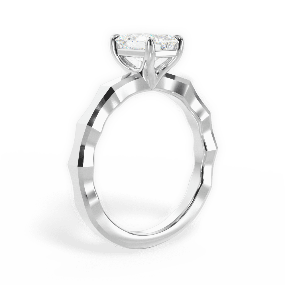 Aaliyah Emerald Cut Lab Grown Diamond 18Kt White Gold Engagement Ring - View 2