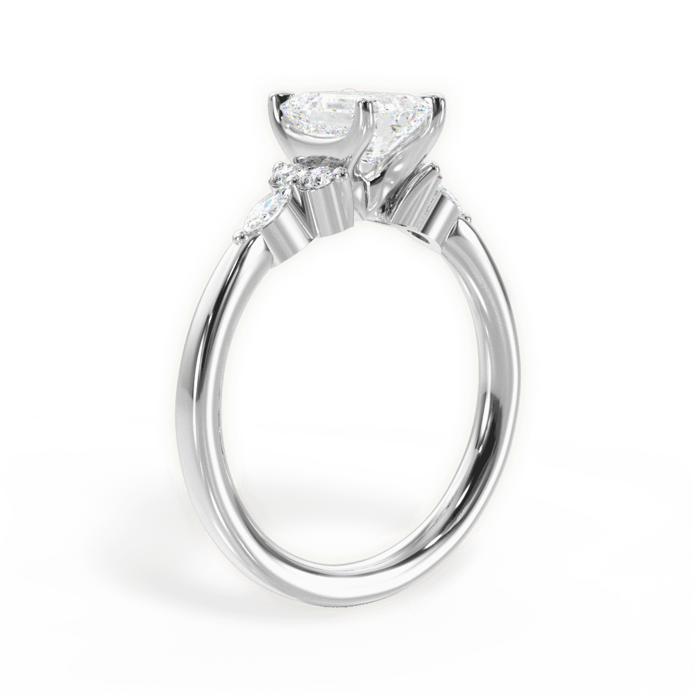 Cynthia Emerald Cut Lab Grown Diamond 18Kt White Gold Engagement Ring - View 2