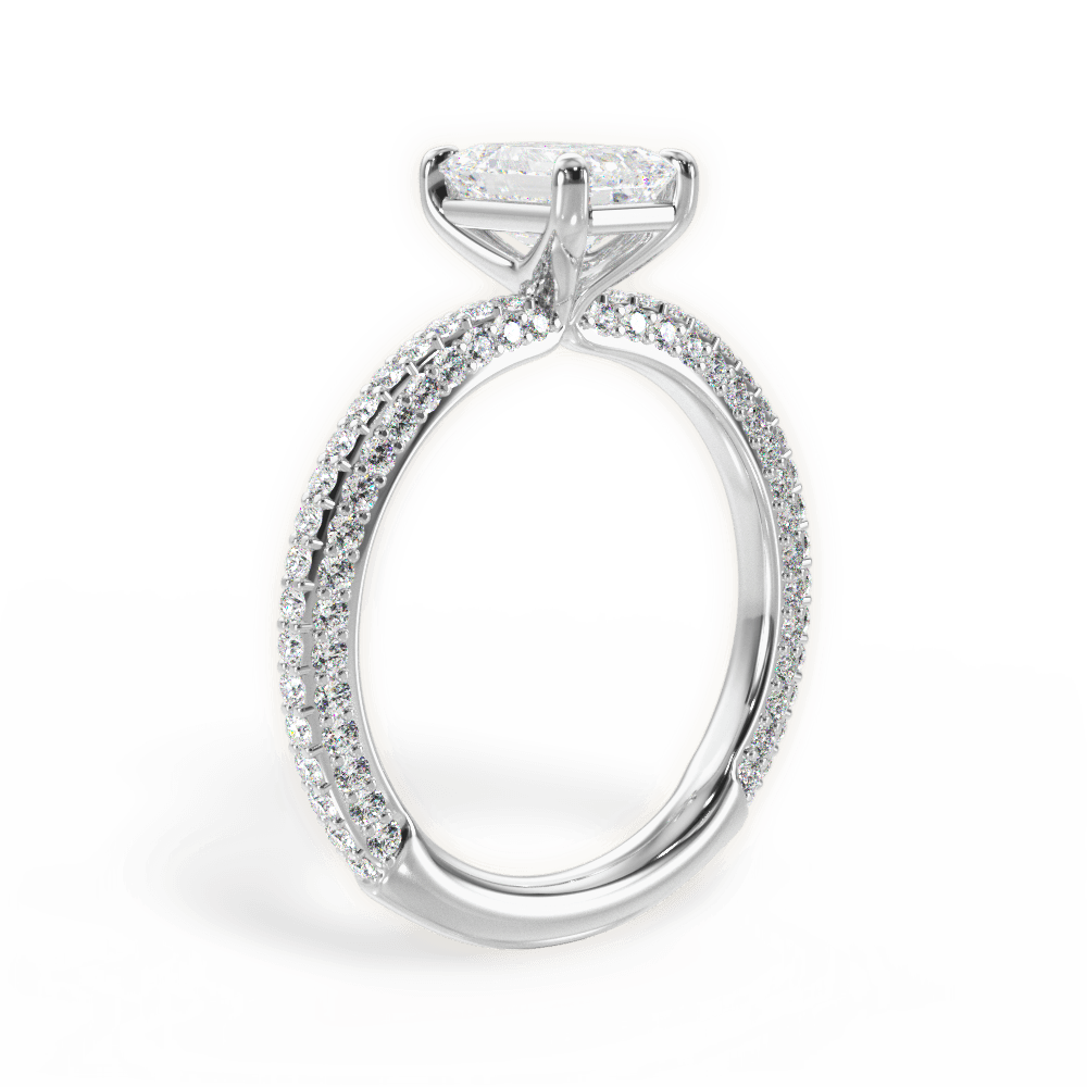 Kristen Emerald Cut Lab Grown Diamond 18Kt White Gold Engagement Ring - View 2