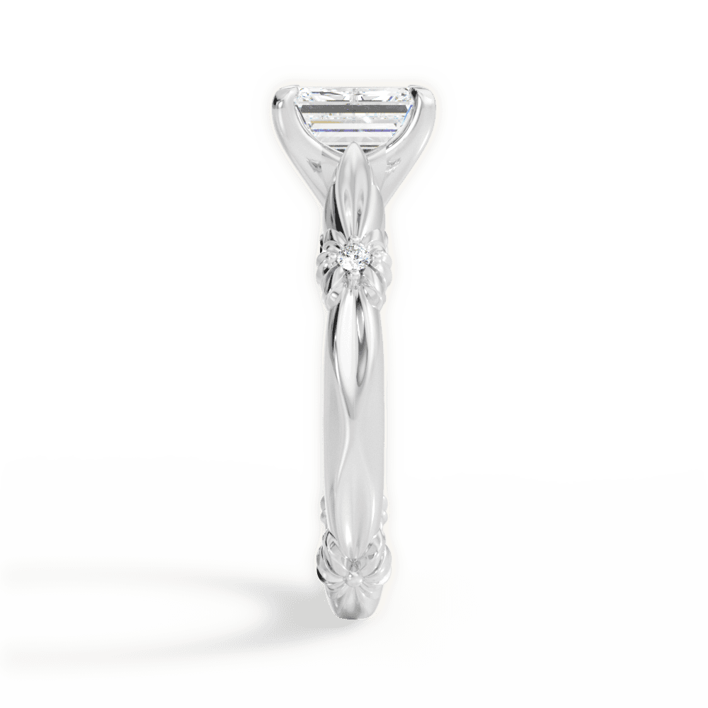 Claire Emerald Cut Lab Grown Diamond Platinum Engagement Ring - View 2