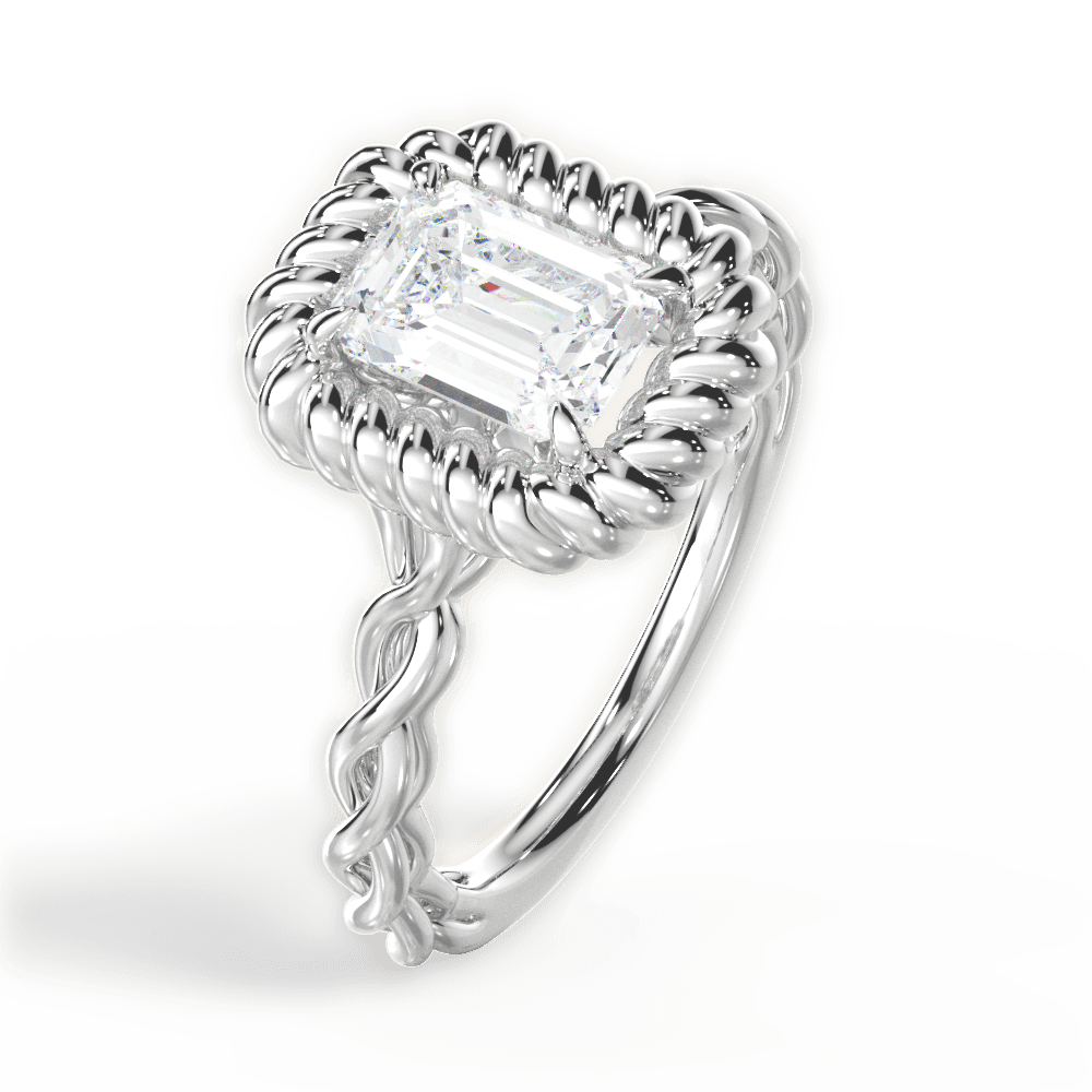 Belinda Emerald Cut Lab Grown Diamond Platinum Engagement Ring - View 4