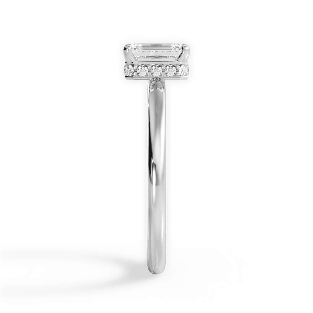 Brianna Emerald Cut Lab Grown Diamond Platinum Engagement Ring - View 4