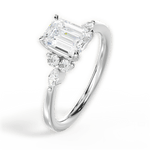 Cynthia Emerald Cut Lab Grown Diamond 14Kt White Gold Engagement Ring - View 3