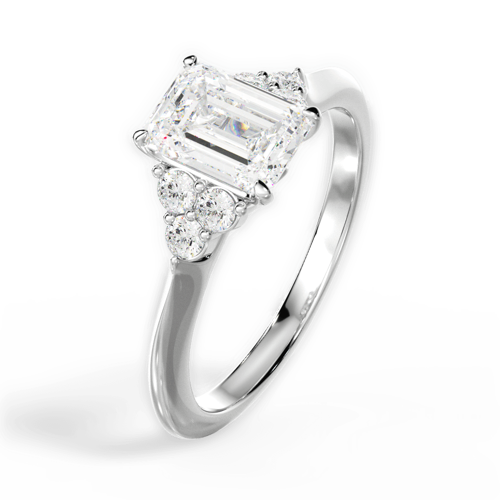 Celeste Emerald Cut Lab Grown Diamond 14Kt White Gold Engagement Ring - View 4