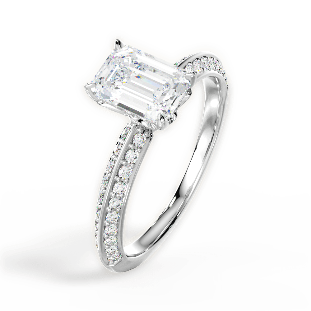Gail Emerald Cut Lab Grown Diamond Platinum Engagement Ring - View 2