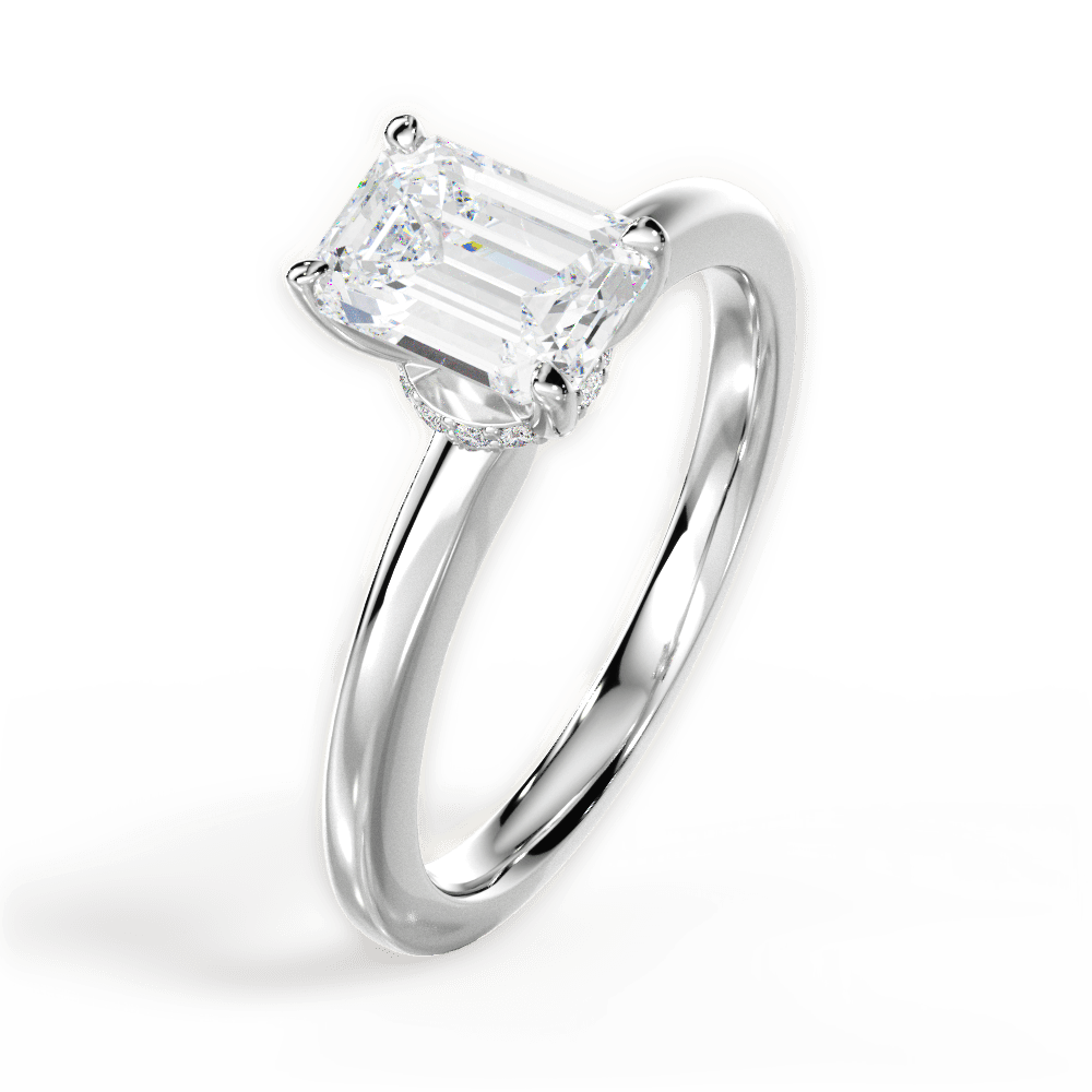 Cara Emerald Cut Lab Grown Diamond Platinum Engagement Ring - View 4