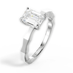 Aaliyah Emerald Cut Lab Grown Diamond 18Kt White Gold Engagement Ring - View 4