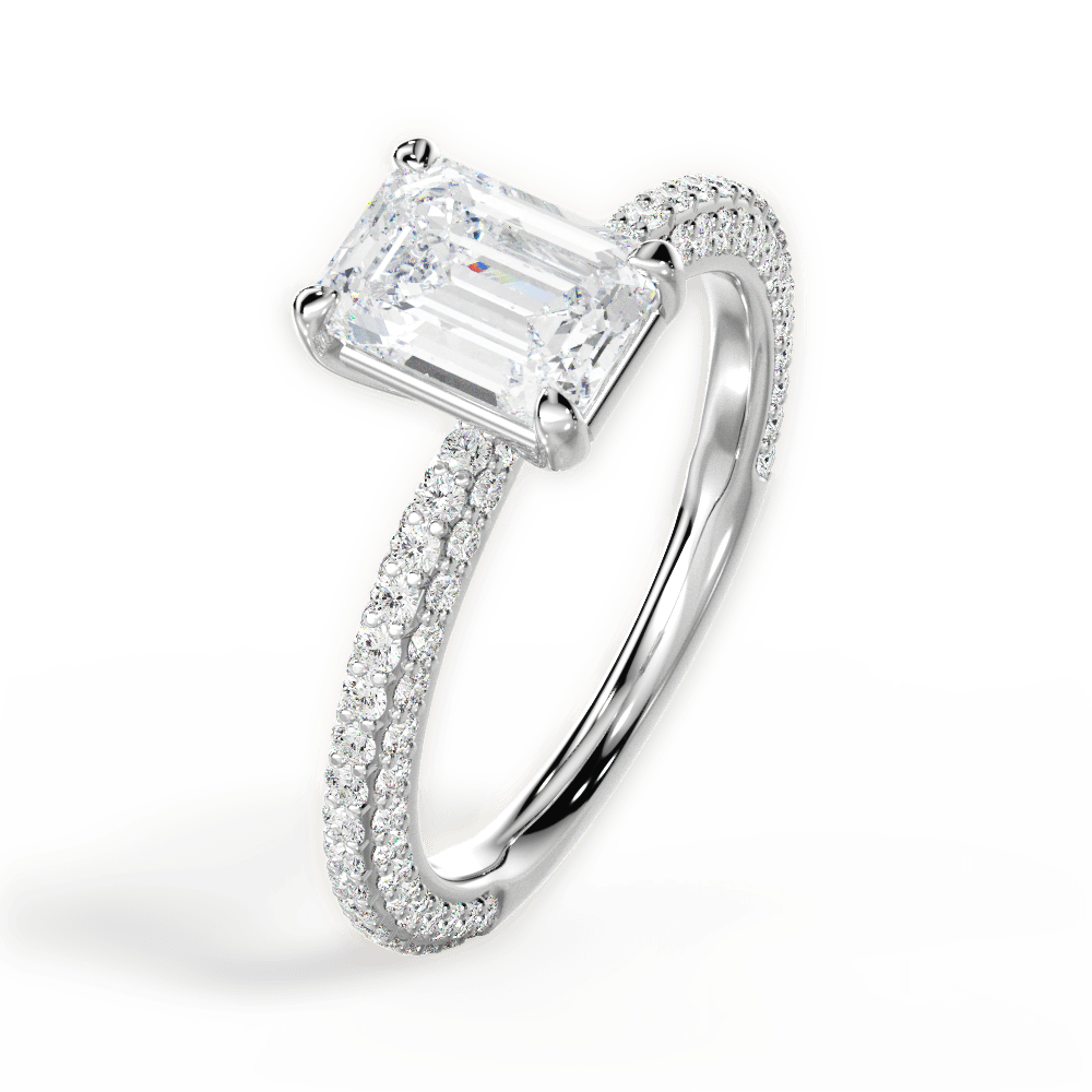 Kristen Emerald Cut Lab Grown Diamond 14Kt White Gold Engagement Ring - View 3